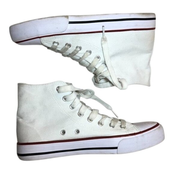 Hi-Top Sneakers Women's Size 6 White High Top Shoes Laces - Picture 1 of 10